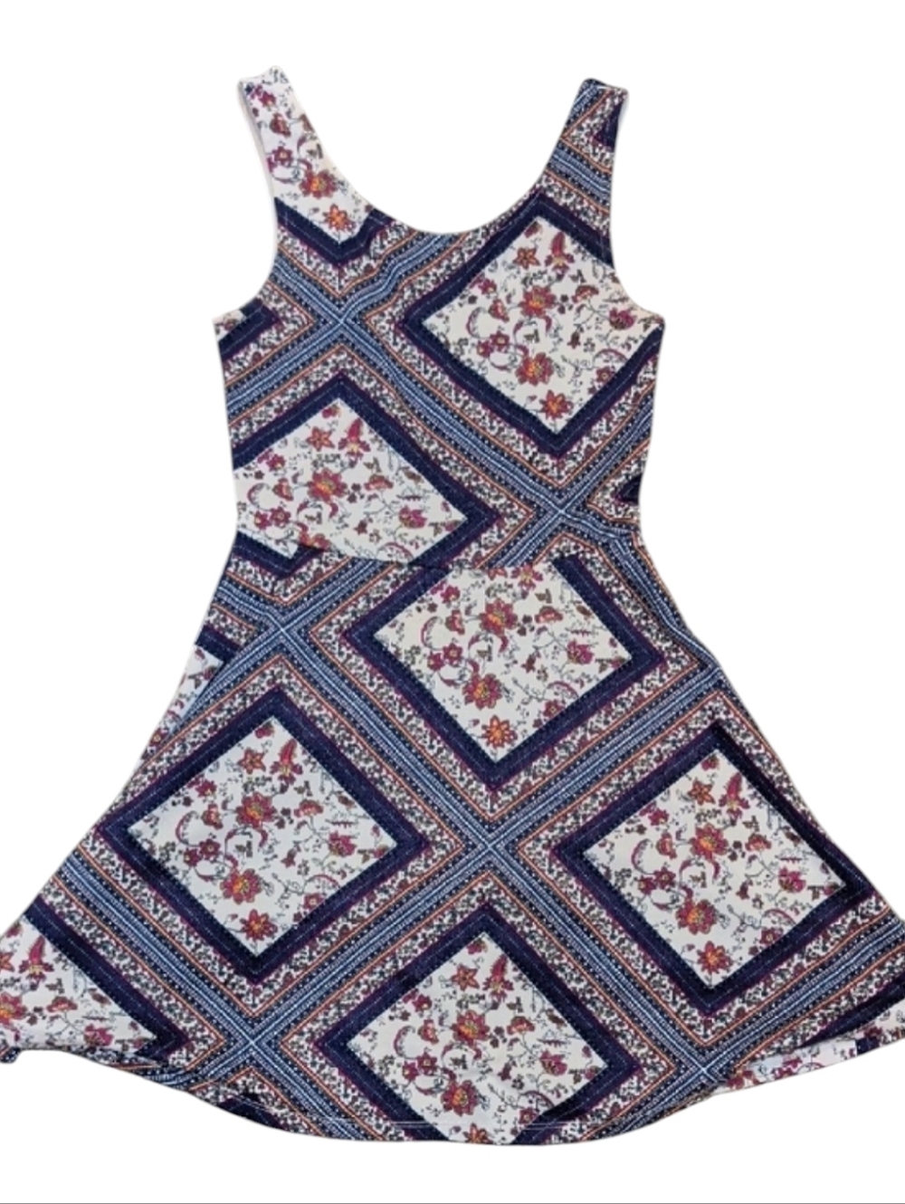 H&M Divine Mini Dress with Navy and Burgundy Floral Print (#C1013)